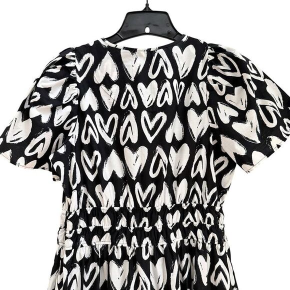 Anthropologie Somerset Maxi Dress Womens Small S Black White Hearts Pockets NWT - Picture 10 of 12